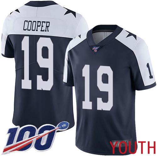 Youth Dallas Cowboys Limited Navy Blue Amari Cooper Alternate #19 100th Season Vapor Untouchable Throwback NFL Jersey
